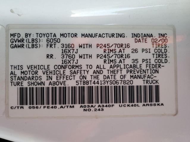 Photo 11 VIN: 5TBBT4413YS067820 - TOYOTA TUNDRA ACC 