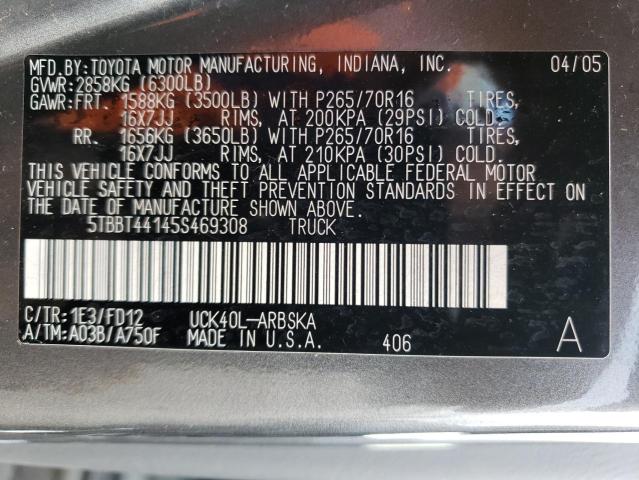 Photo 11 VIN: 5TBBT44145S469308 - TOYOTA TUNDRA ACC 