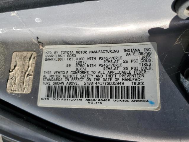 Photo 11 VIN: 5TBBT4417YS005949 - TOYOTA TUNDRA ACC 