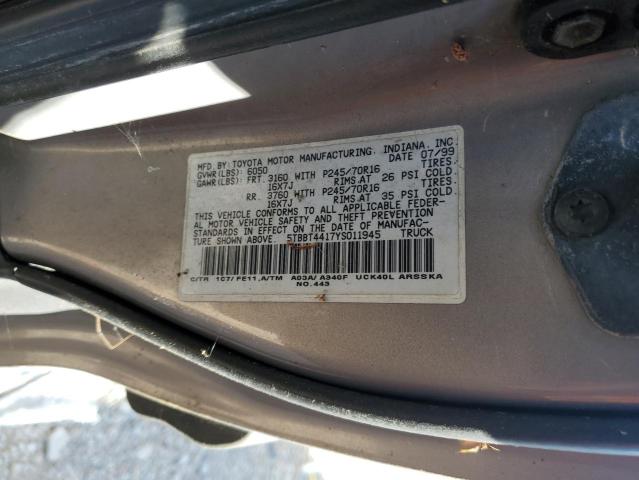 Photo 11 VIN: 5TBBT4417YS011945 - TOYOTA TUNDRA ACC 