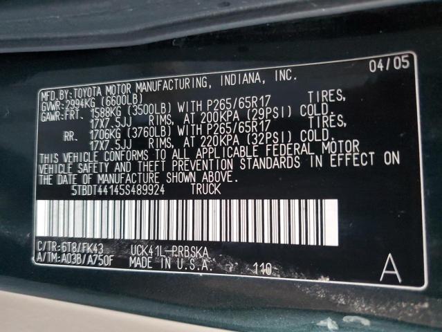 Photo 11 VIN: 5TBDT44145S489924 - TOYOTA TUNDRA 