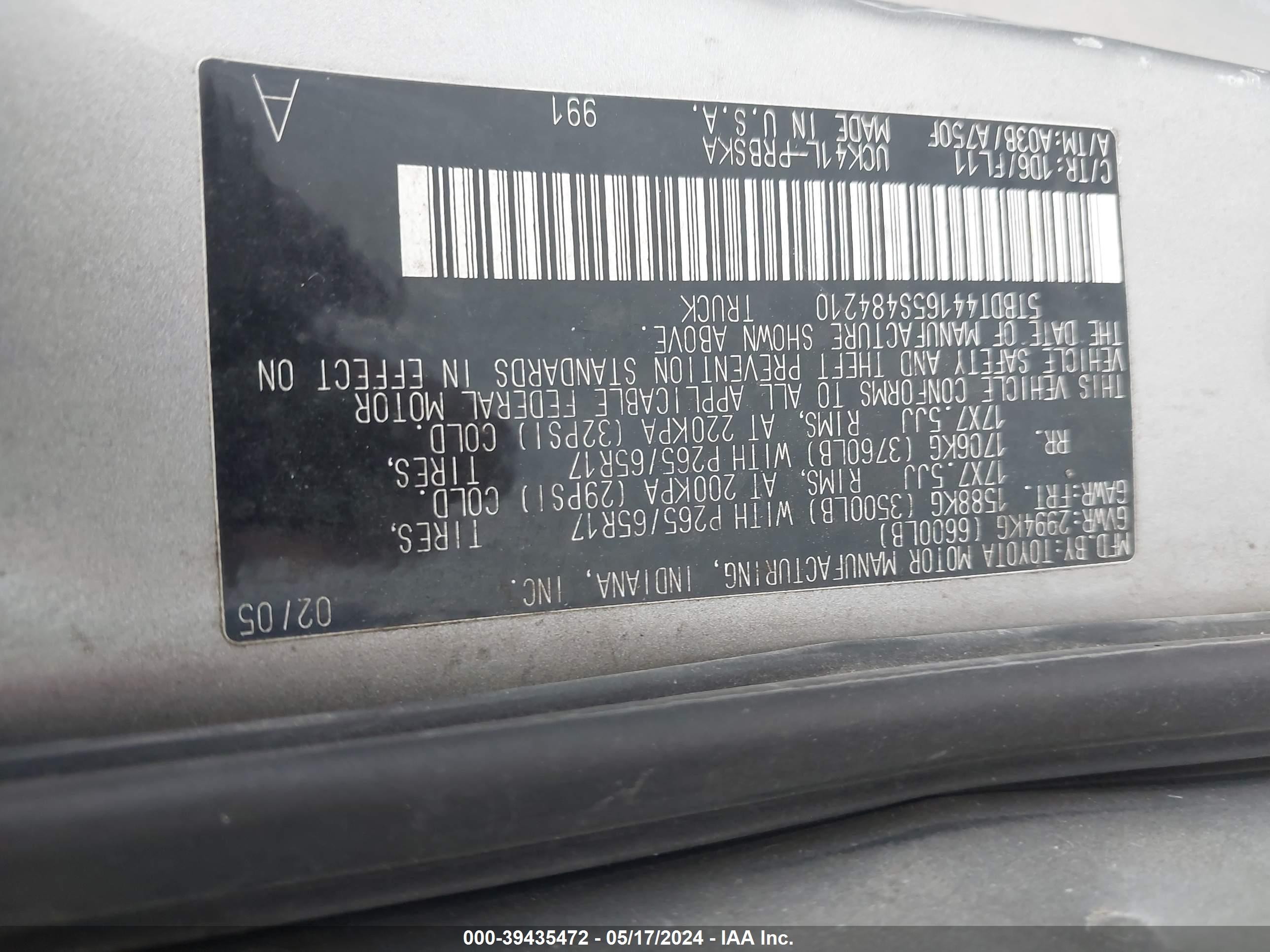 Photo 8 VIN: 5TBDT44165S484210 - TOYOTA TUNDRA 