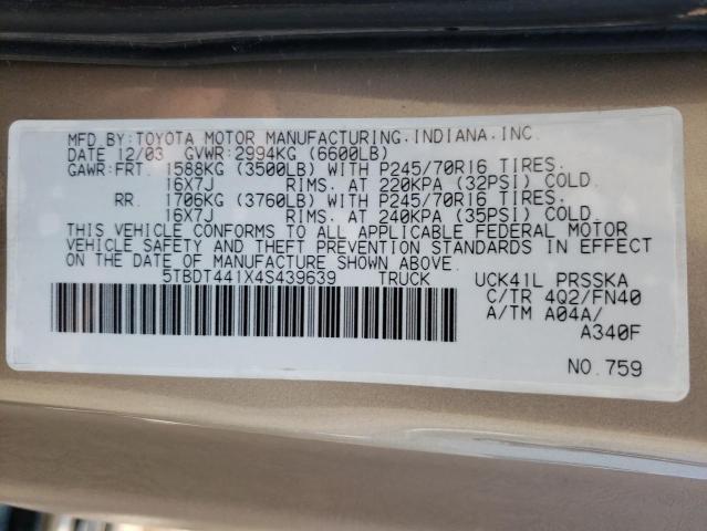 Photo 11 VIN: 5TBDT441X4S439639 - TOYOTA TUNDRA DOU 