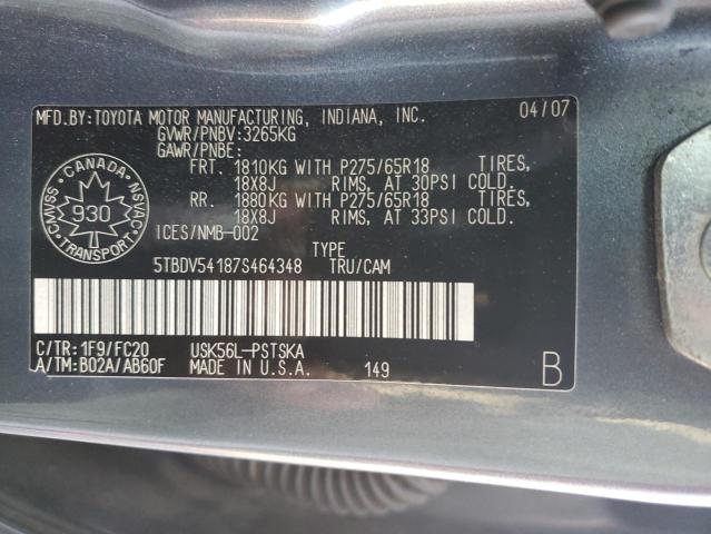 Photo 11 VIN: 5TBDV54187S464348 - TOYOTA TUNDRA 