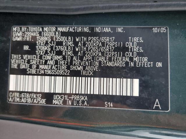 Photo 11 VIN: 5TBET34196S509522 - TOYOTA TUNDRA DOU 