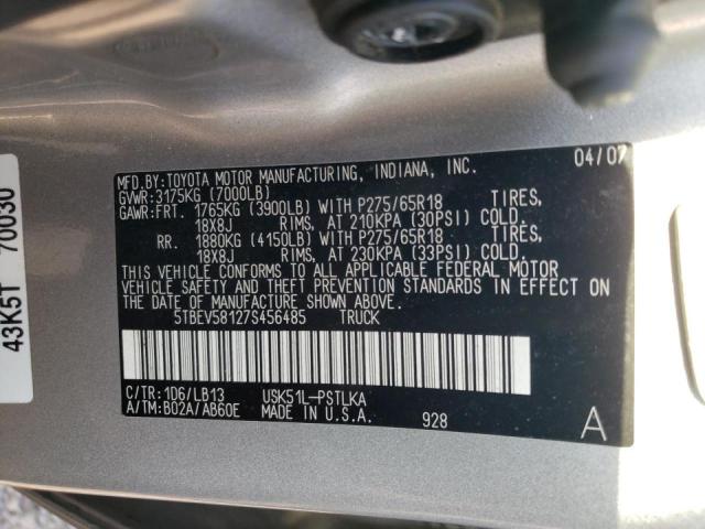 Photo 11 VIN: 5TBEV58127S456485 - TOYOTA TUNDRA CRE 