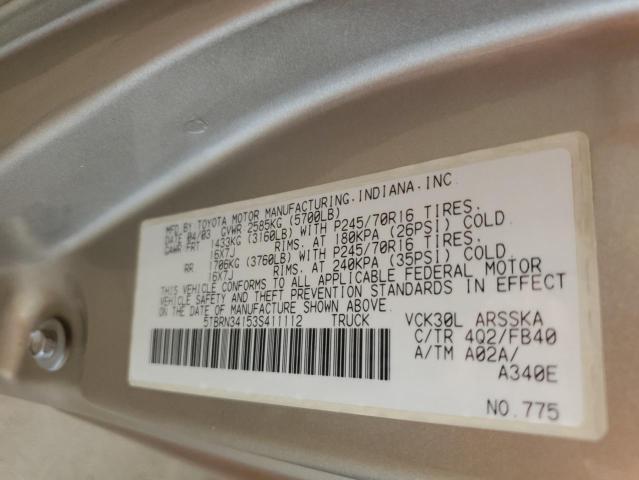 Photo 11 VIN: 5TBRN34153S411112 - TOYOTA TUNDRA ACC 