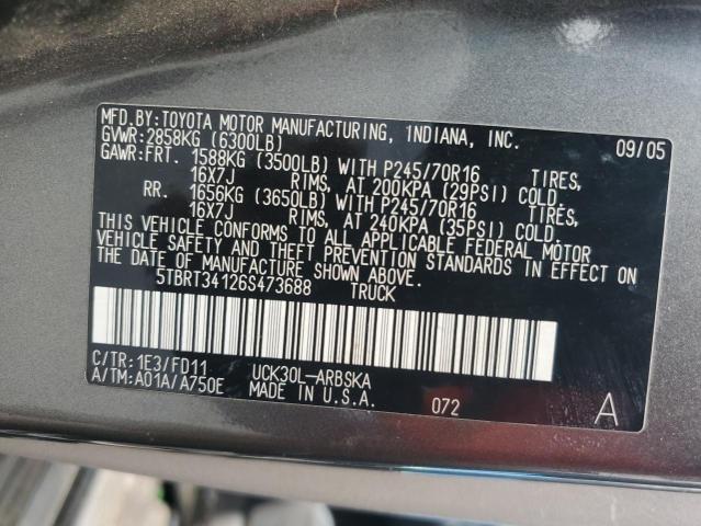 Photo 11 VIN: 5TBRT34126S473688 - TOYOTA TUNDRA ACC 