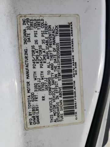 Photo 11 VIN: 5TBRT3413YS035605 - TOYOTA TUNDRA ACC 