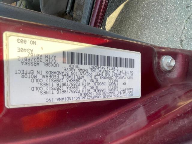 Photo 9 VIN: 5TBRT34154S452671 - TOYOTA TUNDRA ACC 