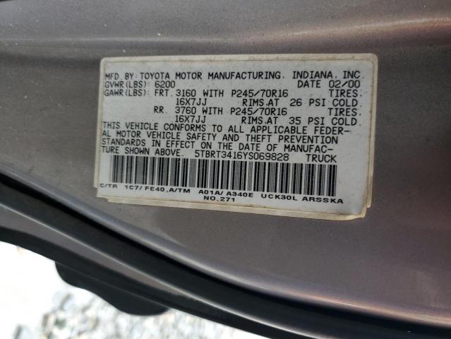 Photo 11 VIN: 5TBRT3416YS069828 - TOYOTA TUNDRA 