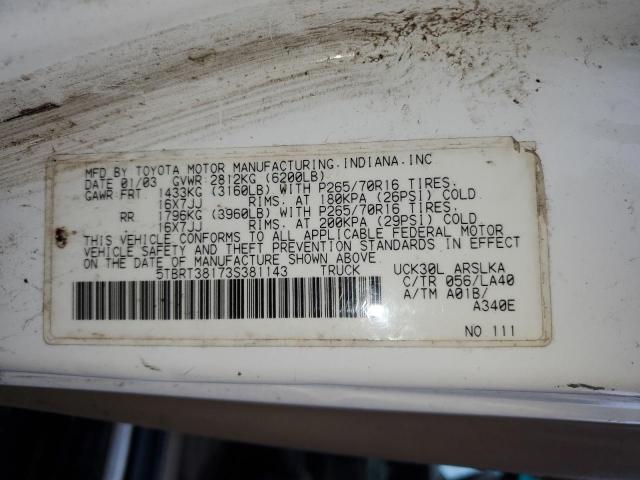 Photo 11 VIN: 5TBRT38173S381143 - TOYOTA TUNDRA ACC 