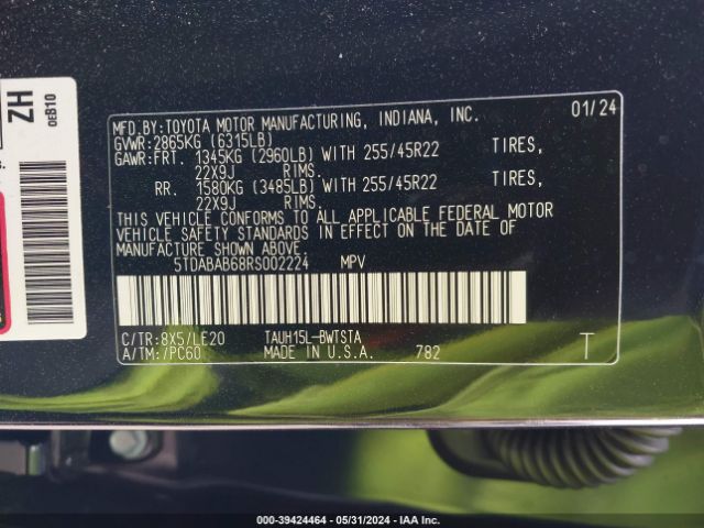 Photo 8 VIN: 5TDABAB68RS002224 - LEXUS TX 