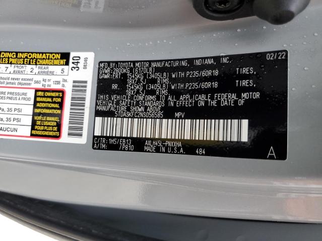 Photo 9 VIN: 5TDASKFC2NS056585 - TOYOTA SIENNA XLE 