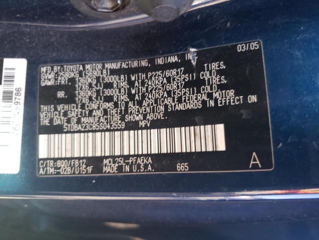 Photo 12 VIN: 5TDBA23C85S043559 - TOYOTA SIENNA LE 