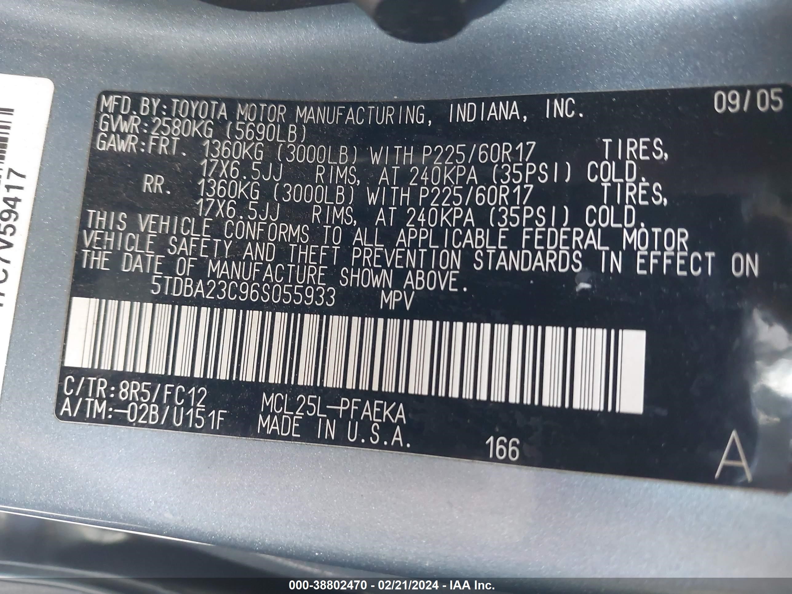 Photo 8 VIN: 5TDBA23C96S055933 - TOYOTA SIENNA 