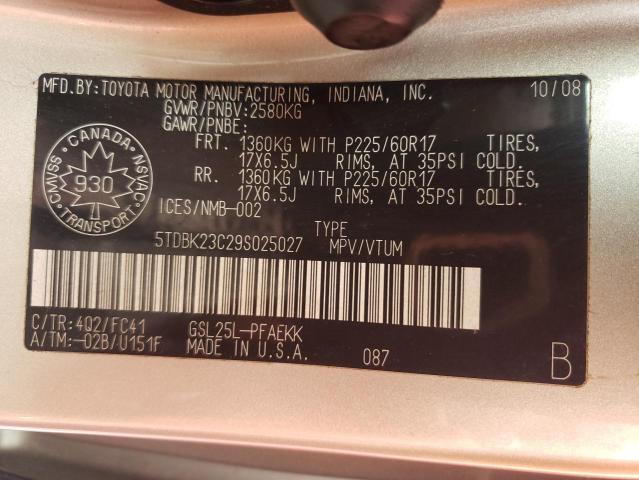 Photo 12 VIN: 5TDBK23C29S025027 - TOYOTA SIENNA LE 