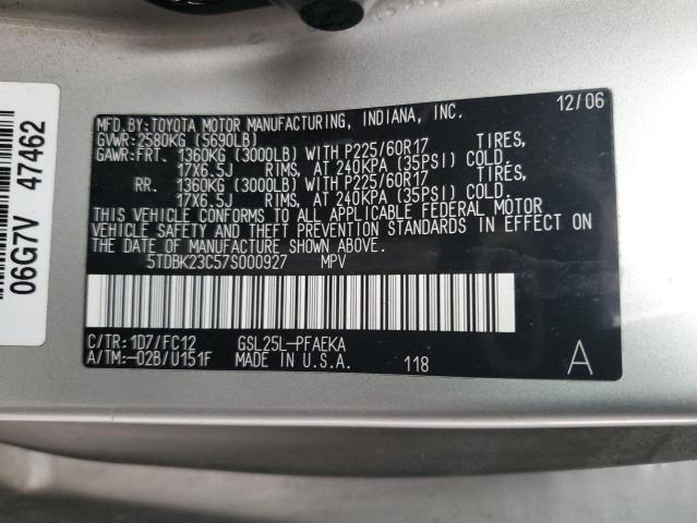 Photo 12 VIN: 5TDBK23C57S000927 - TOYOTA SIENNA LE 