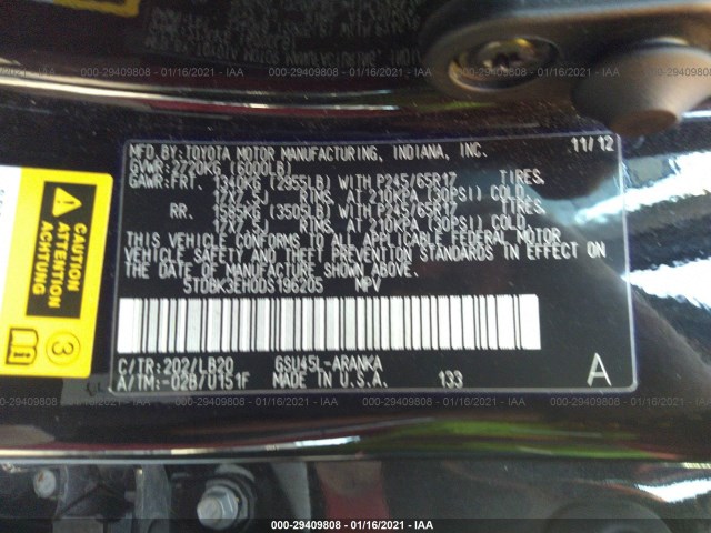 Photo 8 VIN: 5TDBK3EH0DS196205 - TOYOTA HIGHLANDER 