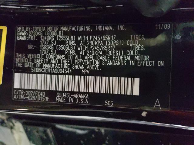 Photo 9 VIN: 5TDBK3EH1AS004544 - TOYOTA HIGHLANDER 