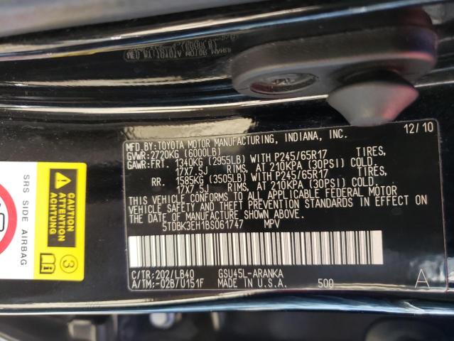 Photo 9 VIN: 5TDBK3EH1BS061747 - TOYOTA HIGHLANDER 