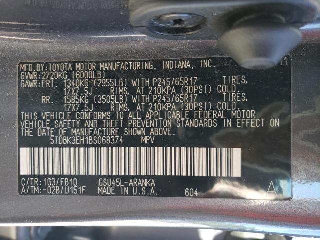 Photo 11 VIN: 5TDBK3EH1BS068374 - TOYOTA HIGHLANDER 