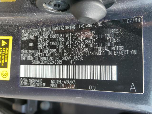 Photo 12 VIN: 5TDBK3EH1DS248389 - TOYOTA HIGHLANDER 