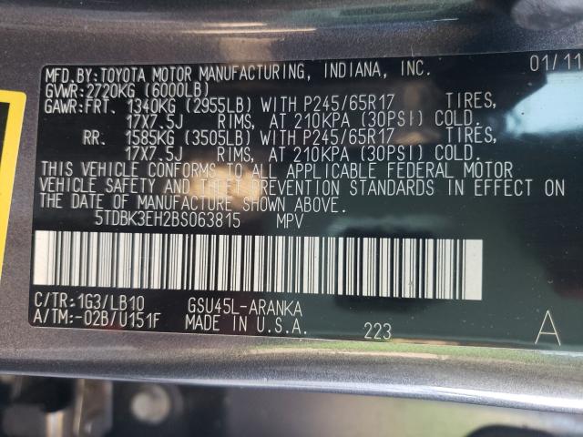 Photo 9 VIN: 5TDBK3EH2BS063815 - TOYOTA HIGHLANDER 