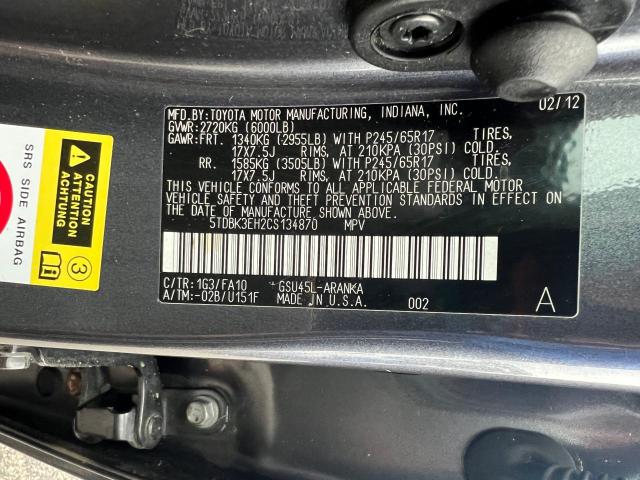 Photo 9 VIN: 5TDBK3EH2CS134870 - TOYOTA HIGHLANDER 