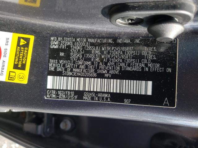 Photo 9 VIN: 5TDBK3EH4DS205696 - TOYOTA HIGHLANDER 