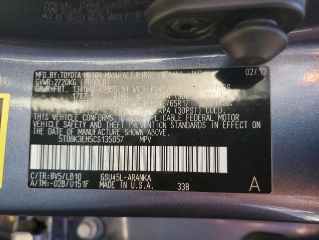 Photo 11 VIN: 5TDBK3EH5CS135057 - TOYOTA HIGHLANDER 