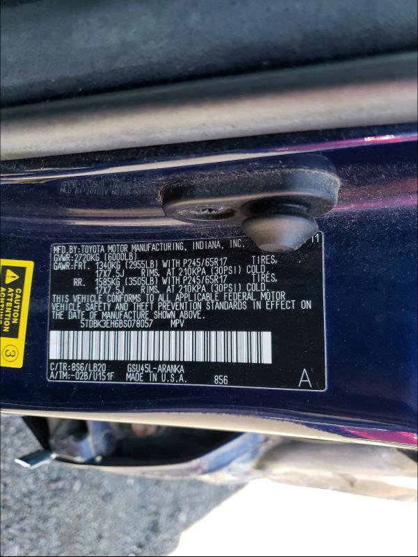 Photo 9 VIN: 5TDBK3EH6BS078057 - TOYOTA HIGHLANDER 