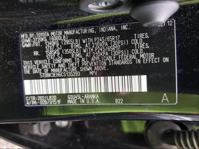 Photo 9 VIN: 5TDBK3EH6CS135293 - TOYOTA HIGHLANDER 