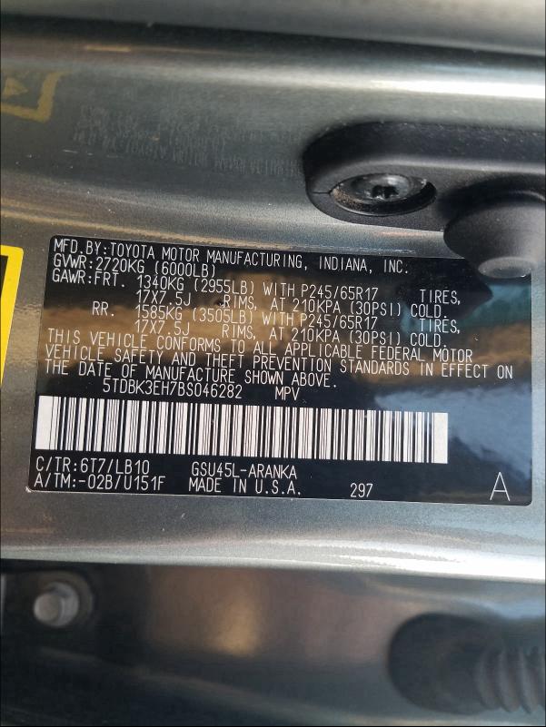 Photo 9 VIN: 5TDBK3EH7BS046282 - TOYOTA HIGHLANDER 