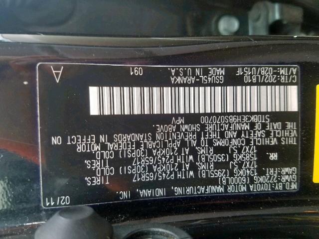 Photo 9 VIN: 5TDBK3EH9BS070700 - TOYOTA HIGHLANDER 