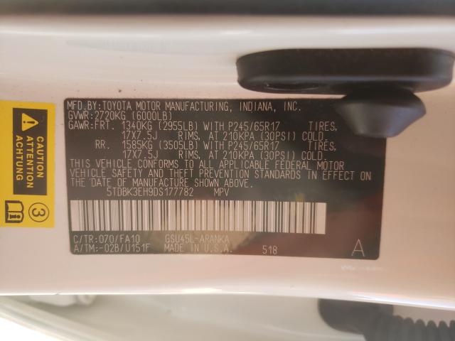 Photo 9 VIN: 5TDBK3EH9DS177782 - TOYOTA HIGHLANDER 