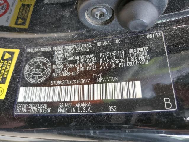 Photo 12 VIN: 5TDBK3EHXCS163677 - TOYOTA HIGHLANDER 