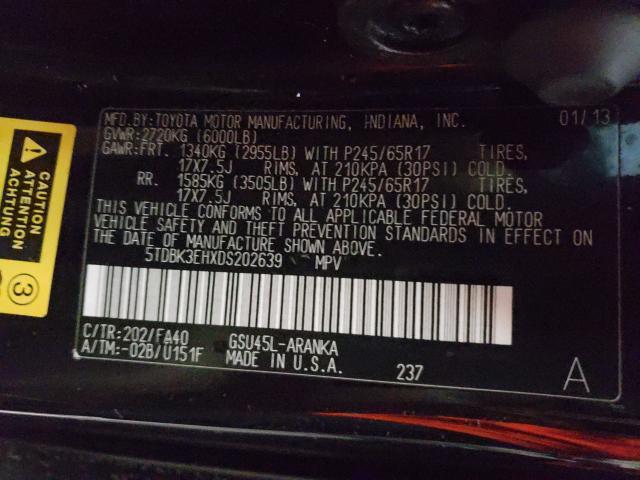 Photo 9 VIN: 5TDBK3EHXDS202639 - TOYOTA HIGHLANDER 