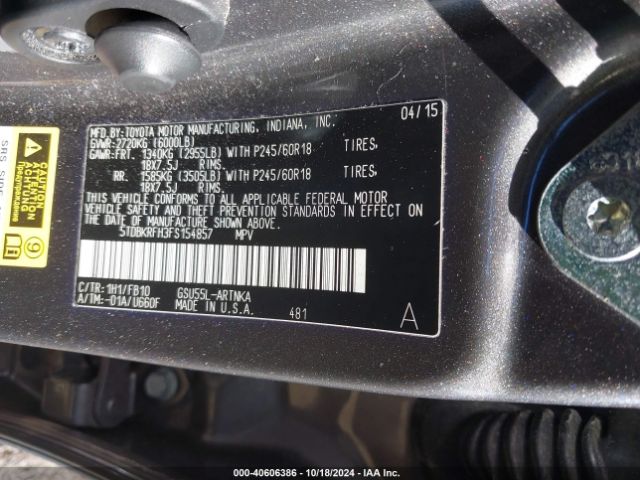 Photo 8 VIN: 5TDBKRFH3FS154857 - TOYOTA HIGHLANDER 