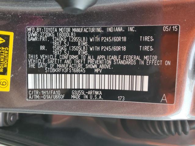 Photo 13 VIN: 5TDBKRFH3FS168645 - TOYOTA HIGHLANDER 