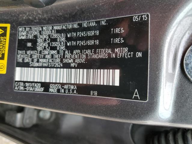 Photo 11 VIN: 5TDBKRFH4FS172624 - TOYOTA HIGHLANDER 