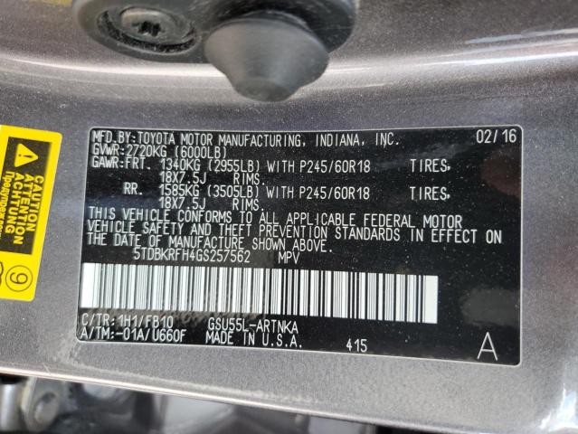 Photo 13 VIN: 5TDBKRFH4GS257562 - TOYOTA HIGHLANDER 