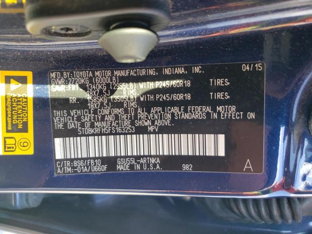 Photo 11 VIN: 5TDBKRFH5FS163253 - TOYOTA HIGHLANDER 