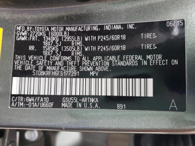 Photo 9 VIN: 5TDBKRFH6FS177291 - TOYOTA HIGHLANDER 