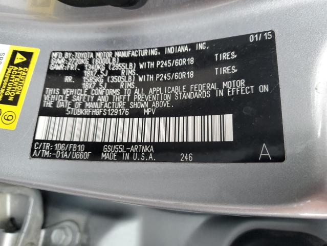 Photo 12 VIN: 5TDBKRFH8FS129176 - TOYOTA HIGHLANDER 