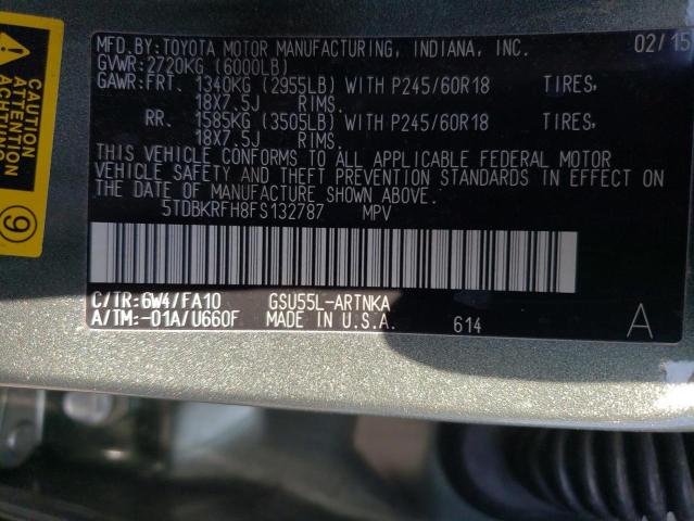 Photo 9 VIN: 5TDBKRFH8FS132787 - TOYOTA HIGHLANDER 