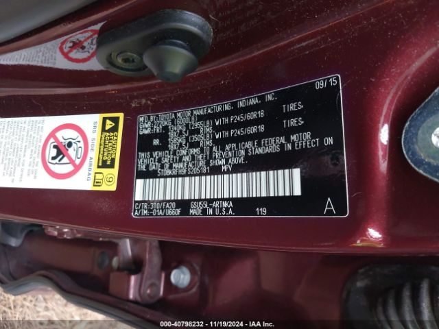 Photo 8 VIN: 5TDBKRFH9FS205181 - TOYOTA HIGHLANDER 