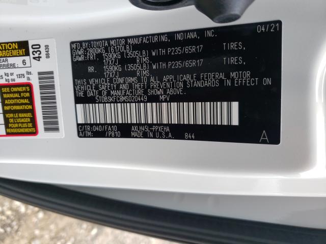 Photo 9 VIN: 5TDBSKFC8MS020449 - TOYOTA SIENNA LE 