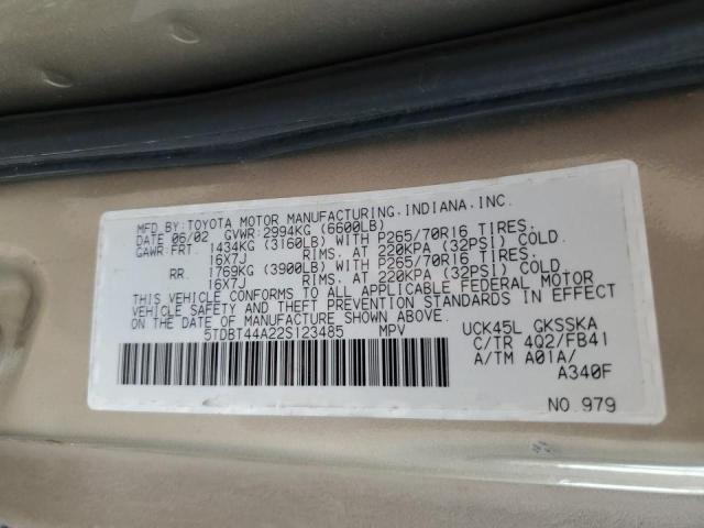 Photo 12 VIN: 5TDBT44A22S123485 - TOYOTA SEQUOIA 