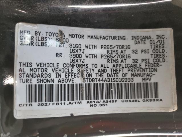 Photo 13 VIN: 5TDBT44A31S016993 - TOYOTA SEQUOIA SR 